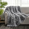 Cozy Bliss Faux Fur Throw Blankets, Plush Fuzzy Soft Thick Bubble Blanket for Sofa, Bedroom, Living Room - 3 of 4