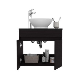 SEVOBAL Bathroom Vanities 60cm Vessel Sink Vanities with Two Drawers and Open Shelf for Bathroom Storage, Black, 27.56"*22.05"*12.21" - 1 of 4