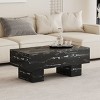 Marble Grain Texture Rectangular Large Coffee Table,MDF Side Table, Cozy Minimalist Coffee Table Designs For Living Rooms And Apartments-Cuddlewood - 2 of 4