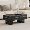 Marble Grain Texture Rectangular Large Coffee Table,MDF Side Table, Cozy Minimalist Coffee Table Designs For Living Rooms And Apartments-Cuddlewood - image 2 of 4