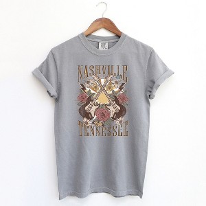 Simply Sage Market Women's Nashville Retro Flowers Short Sleeve Garment Dyed Tee - 1 of 2