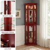 SpassWay 70"H Living Room Corner Display Cabinet with Glass Shelves Lighting Cherry and Oak - 4 of 4