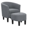 TiramisuBest Gray 25.5" Wide Polyester Barrel Chair and Ottoman - 2 of 4