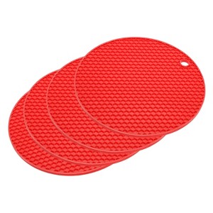 Unique Bargains Silicone Heat Resistant Non-slip Flexible Trivets 7.08" x 7.08” x 0.57" 4 Pcs - 1 of 4