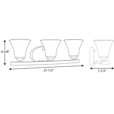 Brushed Nickel 3-Light Bath Fixture with Etched Glass Shades