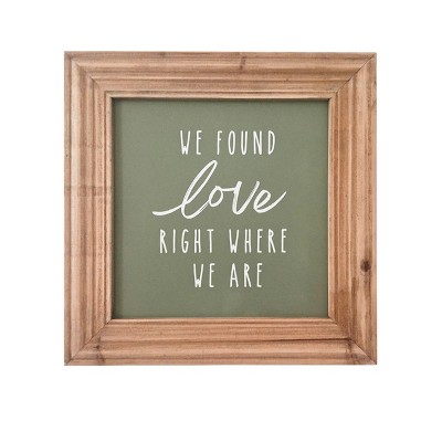 VIP Wood 15.75 in. Green Found Love Where We Are Wall Sign