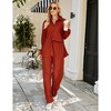 WhizMax Women Two Piece Casual Outfits Y2K Loungewear Pleated Wide Leg Pants Long Sleeve Button Down Shirt Streetwear Set - 2 of 4