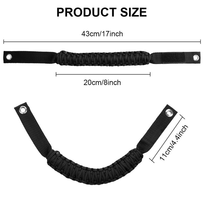4pcs Roll Bar Grab Handles Nylon Braided Umbrella Rope Multi-Purpose Modified Grips Interior Accessories, 2 of 7