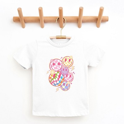 The Juniper Shop Colorful Checkered Smiley Face Toddler Short Sleeve Tee