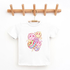 The Juniper Shop Colorful Checkered Smiley Face Toddler Short Sleeve Tee - 1 of 2