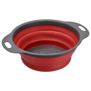 Unique Bargains Kitchen Collapsible Colander Silicone Round Foldable Strainer with Handle
