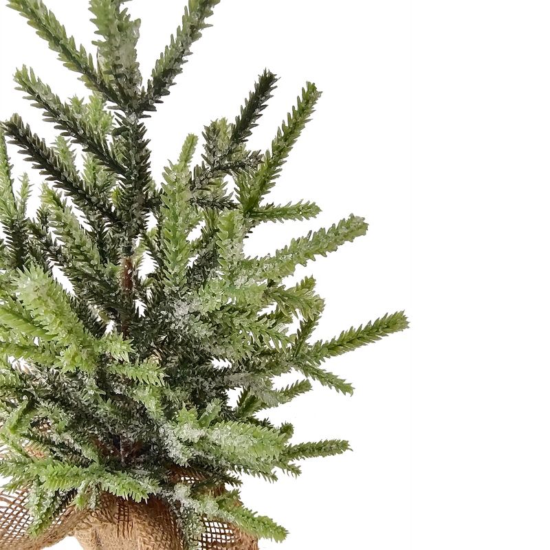 Northlight Frosted Pine Tree with Natural Jute Base Christmas Decoration - 13.25", 2 of 3