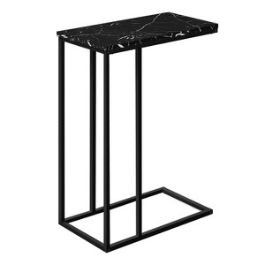 Monarch Specialties Accent Table C-Shaped End Side Snack Living Room Bedroom Metal Laminate Black Marble Look Contemporary Modern - 1 of 4