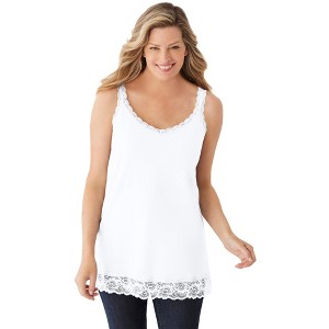 Woman Within Lace-Trim V-Neck Tank - 1 of 4