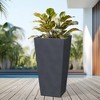 Square Concrete/Fiberglass Modern Tapered Indoor/Outdoor Planter Charcoal Gray - Rosemead Home & Garden, Inc. - 2 of 4
