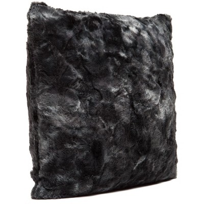 Luxurious Black Faux Fur 18" Square Pillow Covers - Set of 2