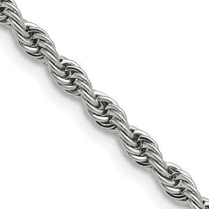 Black Bow Jewelry Men's 4mm Stainless Steel Rope Chain Necklace - 1 of 4