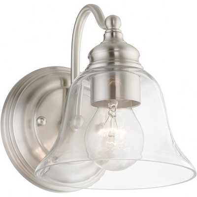 Brushed Nickel Clear Glass 1-Light Vanity Sconce