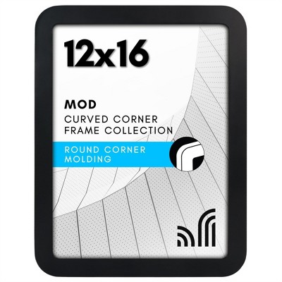 Americanflat 12x16 Picture Frame with Round Corner Molding - Mod Collection - Black Photo Frame with Shatter-Resistant Glass for Wall Display