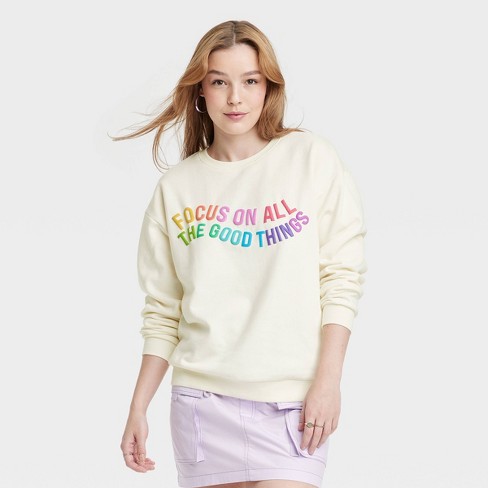 Women's Focus On All Good Things Graphic Sweatshirt - Off-white