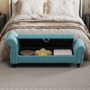 PAGED Modern Storage Bench, Tufted Velvet Ottoman with Storage, Antique Copper Nails Bed Bench with High Backrest, Entryway Bench - 3 of 4