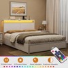 WOWLIVE Queen/Full/King Size Bed Frame with 4 Drawers, Modern bed with LED Light and Charging Station, Storage Headboard, HB00 - 3 of 4