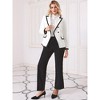 Hobemty Women's Double Breasted Blazer Panel Trim Long Sleeve Work Suit Blazers Jacket - 2 of 4