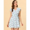 Allegra K Women's Boho Crossover V Neck Petal Sleeves Belted Floral Flowy Dress - 4 of 4