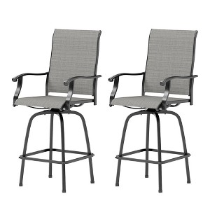 Captiva Designs 2pc Outdoor Breathable Sling Bar Stools with Waved Armrests & Reinforced Base - 1 of 4