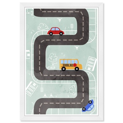 15" x 21" Traffic School Transportation Framed Art Print - Wynwood Studio: Modern Decor, Digital Automobile Design, White Frame