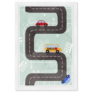 15" x 21" Traffic School Transportation Framed Art Print - Wynwood Studio: Modern Decor, Digital Automobile Design, White Frame - 1 of 4