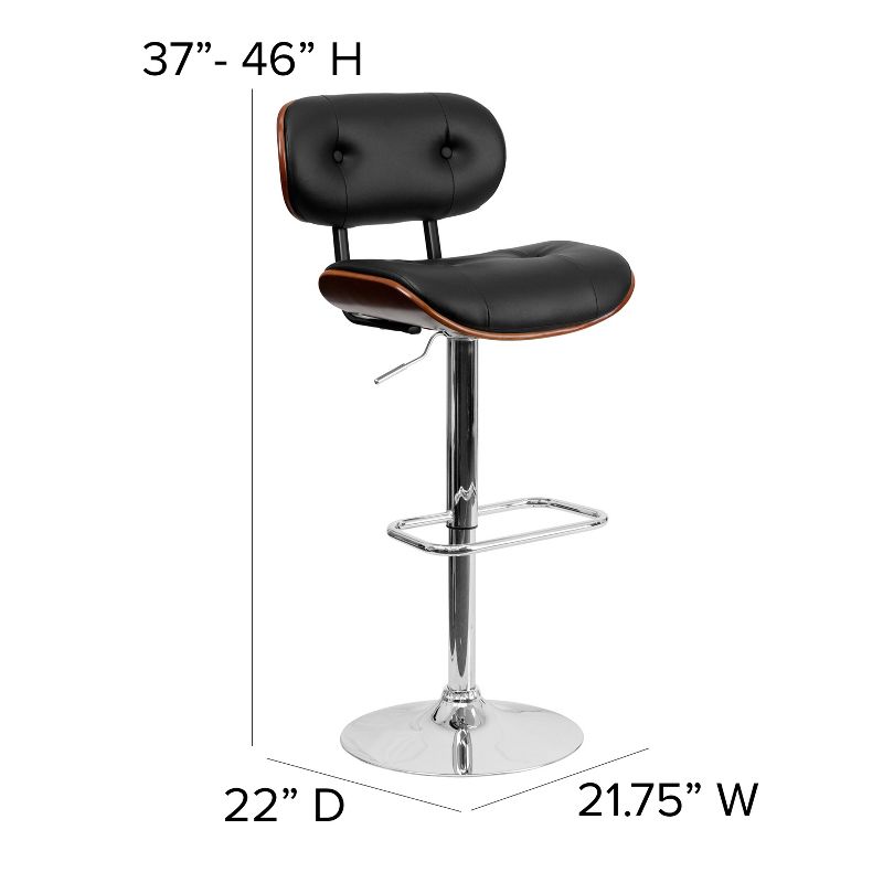 Flash Furniture Bentwood Adjustable Height Barstool with Button Tufted Vinyl Upholstery, 5 of 13