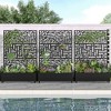 Wooakway 72"H Two-tone Patio Planter Box with Trellis Metal Raised Garden Bed Black Decorative Privacy Screen with Wheels - 2 of 4