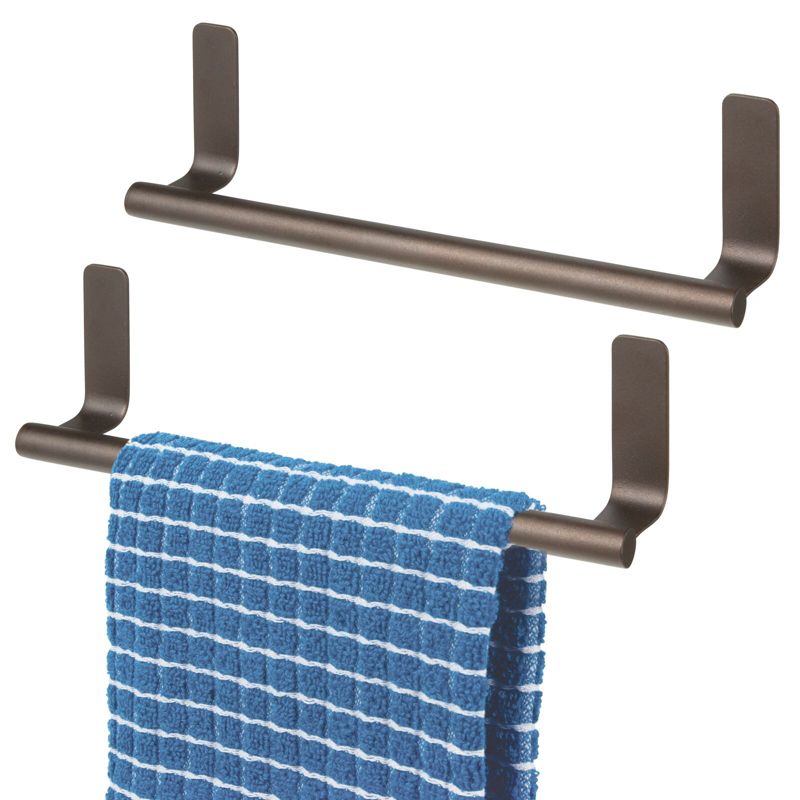 mDesign Steel Wall-Mounted Self-Adhesive Towel Rack Holder - 2 Pack, 1 of 9