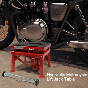 Hydraulic Motorcycle Repair Platform Red 300lbs Capacity Motorcycle Lift Table Adjustable Height Heavy Duty Motorcycle Maintenance Lift - 1 of 4