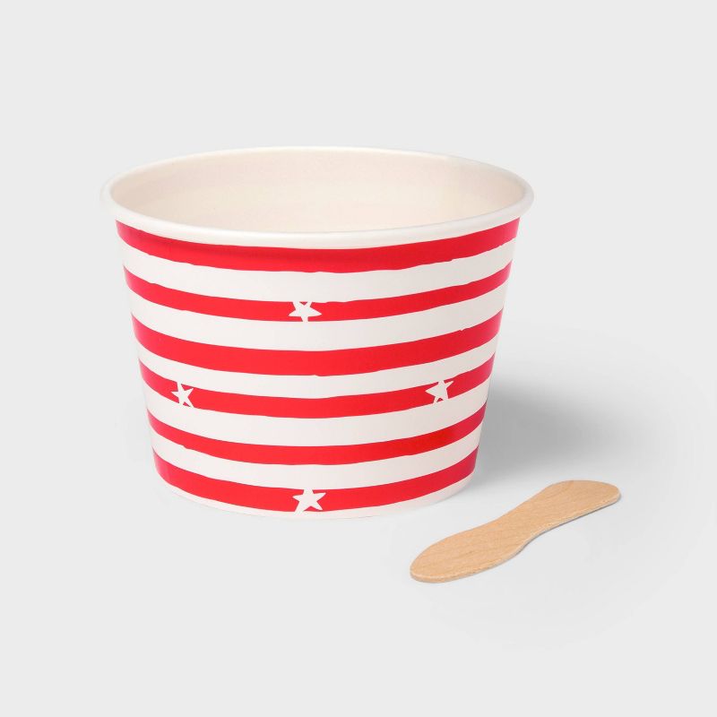 10ct Treat Cups with Wooden Spoons Americana Red Stripes - Sun Squad&#8482;, 1 of 4