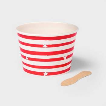 10ct Treat Cups with Wooden Spoons Americana Red Stripes - Sun Squad™