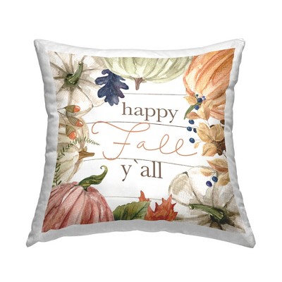 Stupell Industries Happy Fall Y'all Mixed Pumpkin Botanical Border