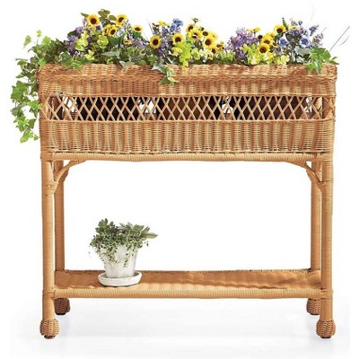 Plow & Hearth Easy Care Resin Wicker Rectangular Planter - Off-White