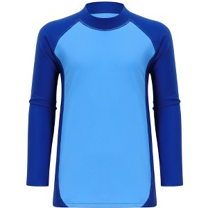 Boys UPF 50+ Long Sleeve Casual Rash Guard Swim Shirt Lightweight Swimsuit Quick Dry Youth Fishing Hiking for 5-14Years - 1 of 4