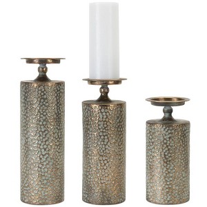 Hammered Bronze Metal Candle Holder (Set of 3) - 1 of 4