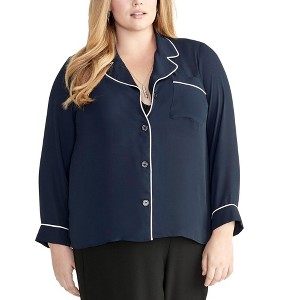 Rachel Roy Womens Piped Trim Button Up Shirt - 1 of 1