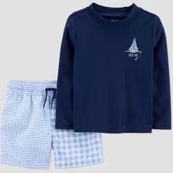 Carter's Just One You® Toddler Boys' 2pc Boat Rash Guard Set - Blue