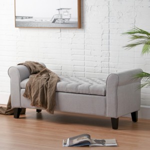 Storage Ottoman Bench,Upholstered Storage Bench With Curved Arms,Tufted Ottoman With Storage,Multifunctional Ottoman With Storage-Cuddlewood - 1 of 4