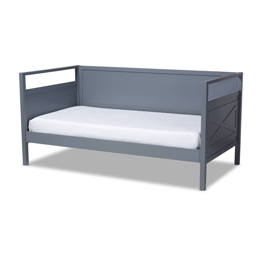 Photos - Bed Frame Twin Cintia Wood Daybed Gray - Baxton Studio