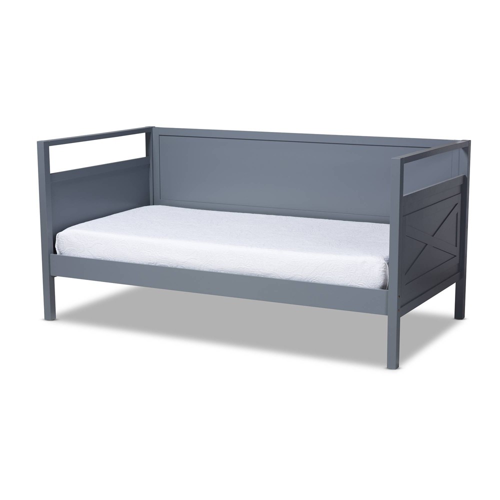 Photos - Bed Twin Cintia Wood Daybed Gray - Baxton Studio: Unupholstered, No Box Spring