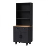 Tall Farmhouse Cabinet with Drawer, Solid Wood Legs and Adjustable Shelves for Kitchen or Living Room, 63 in Tall-3irtyhousy - 3 of 4