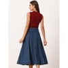 Allegra K Women's Long High Rise Button Front A-line Classic Jean Skirts - 4 of 4