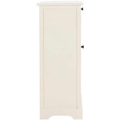 Distressed Cream Pine Wood Tall Accent Cabinet