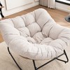 Chenille Rocking Chair with Metal Frame and Ergonomic Design - 3 of 3